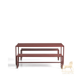 Комплект Sotil из 2 скамеек и стола из стали с гранатовой отделкой 183 x 83 cm