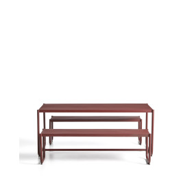 Комплект Sotil из 2 скамеек и стола из стали с гранатовой отделкой 183 x 83 cm
