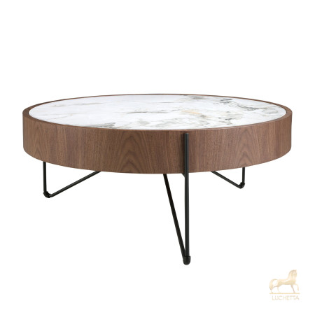 Круглый журнальный столик 2138/MH2303A из ореха и мраморной керамики Круглый журнальный столик 2138/MH2303A из ореха и мраморной керамики