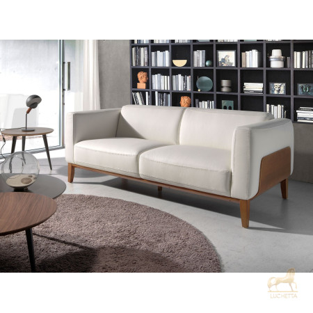 Диван 3-х местный 5353-3P-M9715 /6115 кожаный белый с каркасом из ореха Диван 3-х местный 5353-3P-M9715 /6115 кожаный белый с каркасом из ореха
