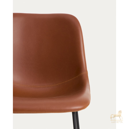 Стул Zahara из коричневой экокожи с черными стальными ножками Стул Zahara из коричневой экокожи с черными стальными ножками