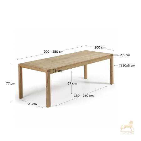 Обеденный стол Vivy 200(280)x100 дуб натуральный Обеденный стол Vivy 200(280)x100 дуб натуральный