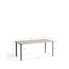 Уличный стол Brai из оцинкованной стали бежевого цвета, 180 x 90 см