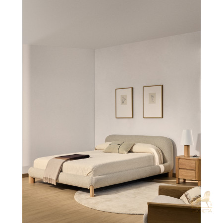 Кровать Odina из ткани букле цвета экрю 160 x 200 см Кровать Odina из ткани букле цвета экрю 160 x 200 см