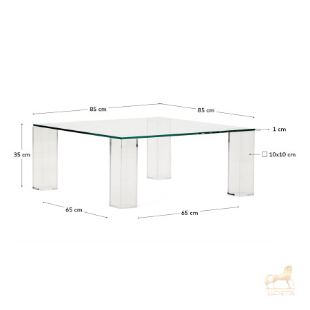 Журнальный столик Adularia из стекла прозрачного цвета 85 x 85 Журнальный столик Adularia из стекла прозрачного цвета 85 x 85