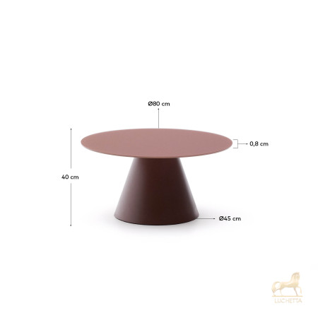 Журнальный столик Wilshire из стекла и стали терракотовый Ø80cm Журнальный столик Wilshire из стекла и стали терракотовый Ø80cm