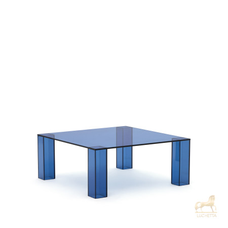 Журнальный столик Adularia из синего стекла 85 x 85 Журнальный столик Adularia из синего стекла 85 x 85
