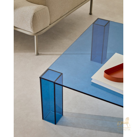 Журнальный столик Adularia из синего стекла 85 x 85 Журнальный столик Adularia из синего стекла 85 x 85