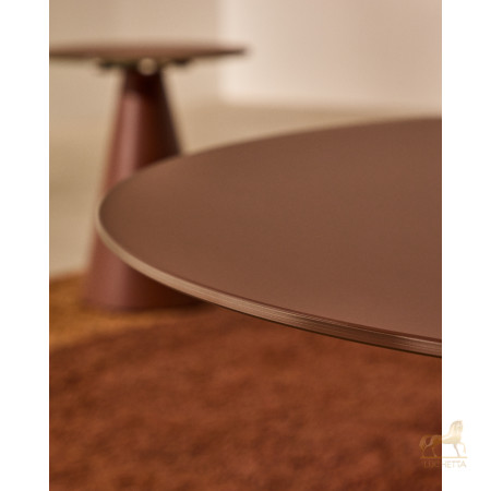 Журнальный столик Wilshire из стекла и стали терракотовый Ø80cm Журнальный столик Wilshire из стекла и стали терракотовый Ø80cm