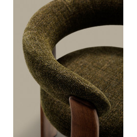Granite Стул на 3 ножках из зеленого шенилла и массива ясеня в отделке орех