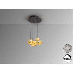 Люстра Zaria 5L черный/бронзовый/янтарный D25 DIM