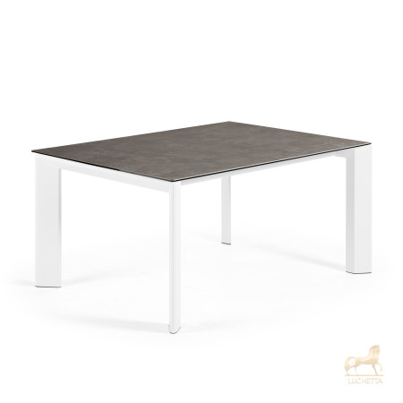 Стол Atta 160 (220)x90 керамика Vulcano Ash, белые ножки Стол Atta 160 (220)x90 керамика Vulcano Ash, белые ножки