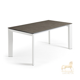 Стол Atta 160 (220)x90 керамика Vulcano Ash, белые ножки