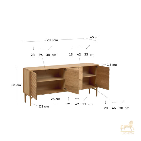 Сервант Lenon из древесины дуба 200 x 86 cm Сервант Lenon из древесины дуба 200 x 86 cm