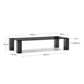 Журнальный столик Adularia из стекла темно-серого цвета 140 x 60
