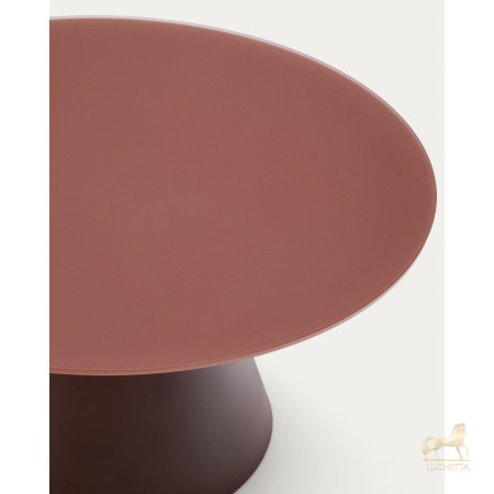 Журнальный столик Wilshire из стекла и стали терракотовый Ø80cm Журнальный столик Wilshire из стекла и стали терракотовый Ø80cm