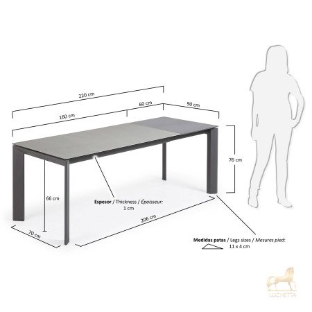 Стол Atta 160 (220) x90 антрацит керамика Стол Atta 160 (220) x90 антрацит керамика