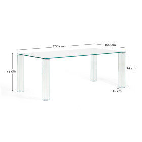 Стол Adularia из прозрачного закаленного стекла 200 x 100 см