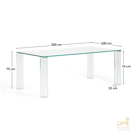 Стол Adularia из прозрачного закаленного стекла 200 x 100 см Стол Adularia из прозрачного закаленного стекла 200 x 100 см