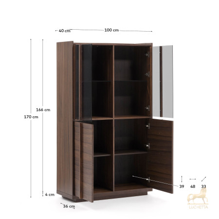 Витрина Onix из массива ореха и орехового шпона темная отделка 101 x 170 см Витрина Onix из массива ореха и орехового шпона темная отделка 101 x 170 см