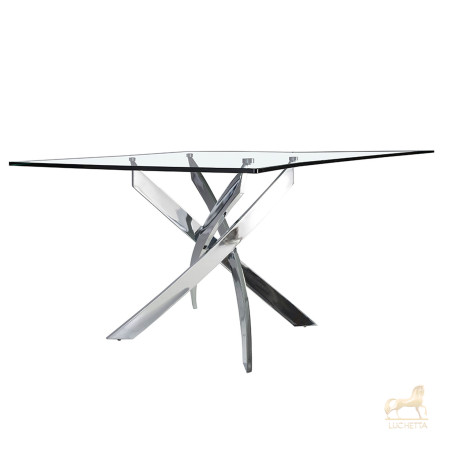 Стол обеденный прямоугольный F2133 /1061 стекло 150x95 с ножками из нержавеющей стали Стол обеденный прямоугольный F2133 /1061 стекло 150x95 с ножками из нержавеющей стали