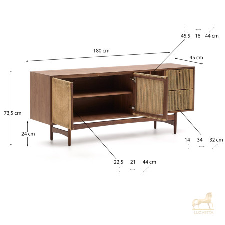 Сервант Elan 2 дверцы и 2 ящика шпон и массив ореха и шнур Сервант Elan 2 дверцы и 2 ящика шпон и массив ореха и шнур
