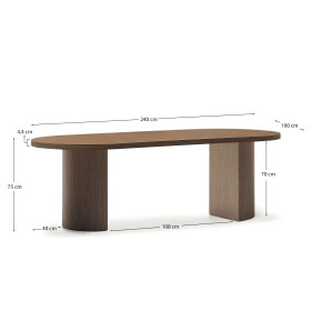Стол Nealy с ореховым шпоном в темной отделке, 240 x 100 см