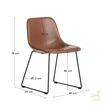 Стул Zahara из коричневой экокожи с черными стальными ножками Стул Zahara из коричневой экокожи с черными стальными ножками