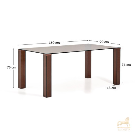 Стол Adularia из коричневого закаленного стекла 160 x 90 см Стол Adularia из коричневого закаленного стекла 160 x 90 см