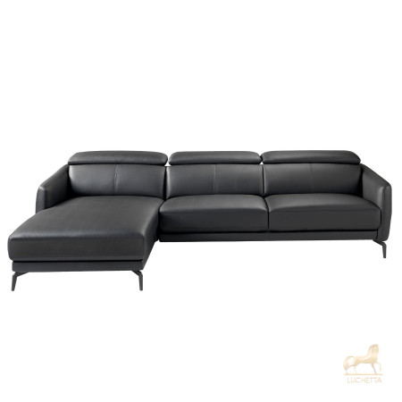 Угловой диван 5359-L /6040 черный кожаный Угловой диван 5359-L /6040 черный кожаный
