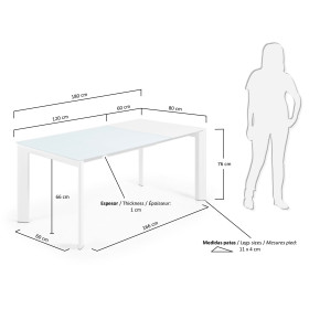 Стол обеденный Atta 120(180)x80 белое стекло