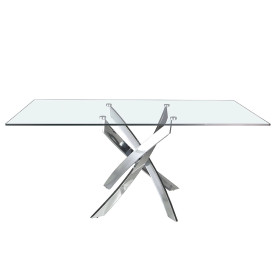 Стол обеденный прямоугольный F2133 /1061 стекло 140x95 с ножками из нержавеющей стали