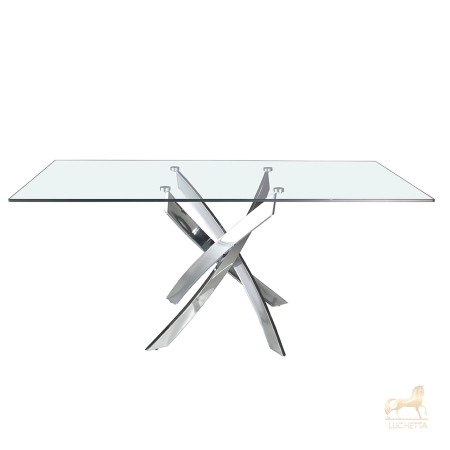 Стол обеденный прямоугольный F2133 /1061 стекло 140x95 с ножками из нержавеющей стали Стол обеденный прямоугольный F2133 /1061 стекло 140x95 с ножками из нержавеющей стали