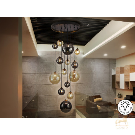 Люстра Dark 14L черная-латунь Люстра Dark 14L черная-латунь