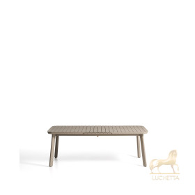 Раздвижной уличный стол Izola из алюминия с бежевой отделкой, 220 (280) x 100 см