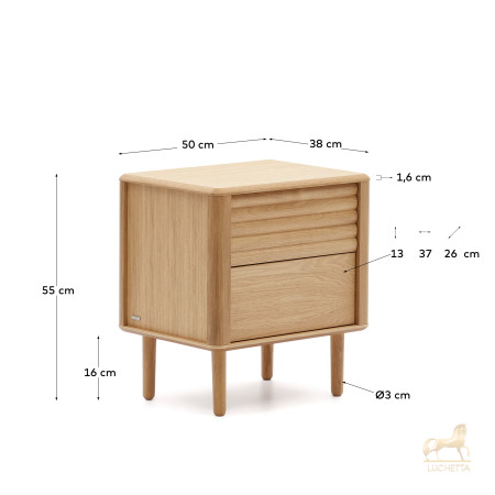 Lenon Тумбочка с 2 ящиками из шпона дуба 50 x 55 см Lenon Тумбочка с 2 ящиками из шпона дуба 50 x 55 см