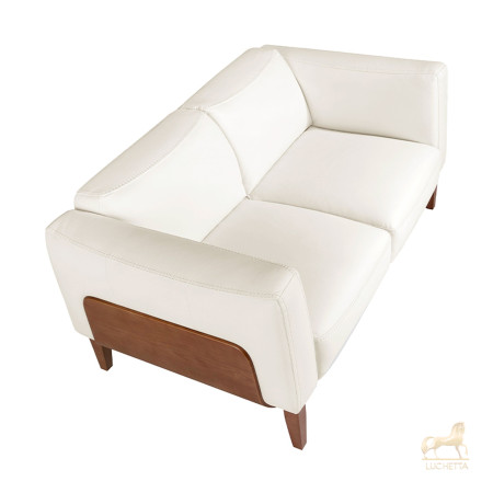Диван 2-х местный 6118/5353-2P-M9715 кожаный с отделкой из орехового дерева Диван 2-х местный 6118/5353-2P-M9715 кожаный с отделкой из орехового дерева