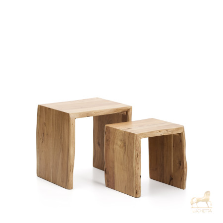 Комплект из 2-х столиков Lomiri из массива акации с выбеленной отделкой 50 x 42 см/34 x 42 Комплект из 2-х столиков Lomiri из массива акации с выбеленной отделкой 50 x 42 см/34 x 42