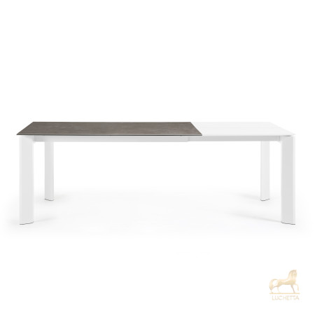 Стол Atta 160 (220)x90 керамика Vulcano Ash, белые ножки Стол Atta 160 (220)x90 керамика Vulcano Ash, белые ножки