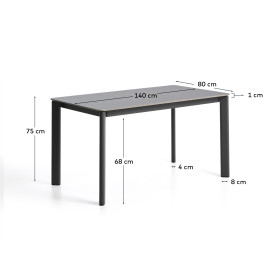 Уличный стол Anafi с графитовой столешницей из спеченного камня, 140 x 80 см