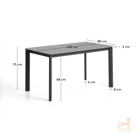 Уличный стол Anafi с графитовой столешницей из спеченного камня, 140 x 80 см Уличный стол Anafi с графитовой столешницей из спеченного камня, 140 x 80 см