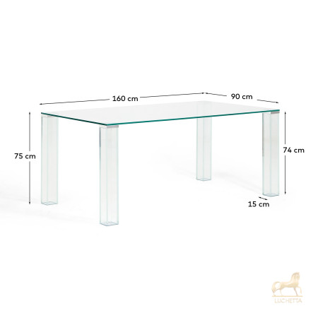 Стол Adularia из прозрачного закаленного стекла 160 x 90 см Стол Adularia из прозрачного закаленного стекла 160 x 90 см