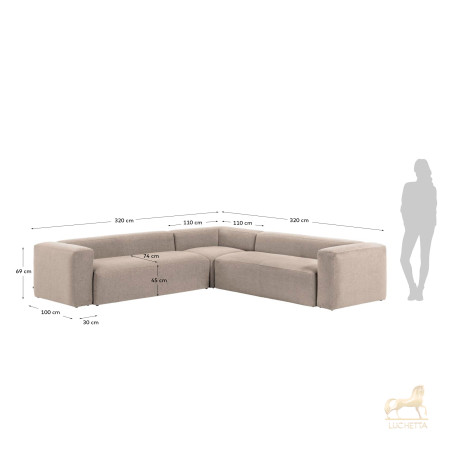 Диван угловой 6 местный Blok 320 x 320 cm бежевый Диван угловой 6 местный Blok 320 x 320 cm бежевый