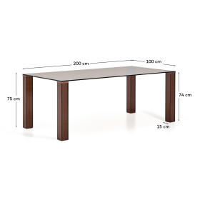 Стол Adularia из коричневого закаленного стекла 200 x 100 см