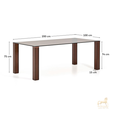 Стол Adularia из коричневого закаленного стекла 200 x 100 см Стол Adularia из коричневого закаленного стекла 200 x 100 см