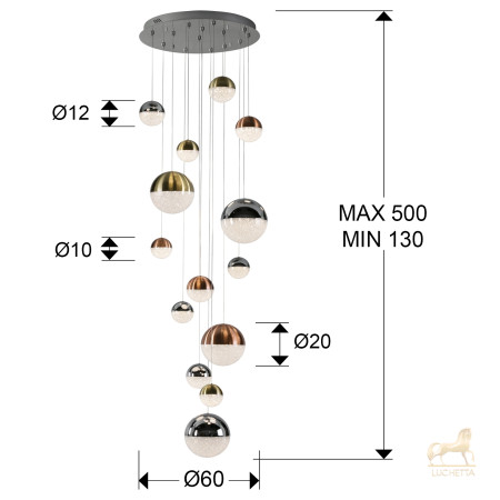 Подвесной светильник Sphere 14L LED Ø60 X500Н DIM Подвесной светильник Sphere 14L LED Ø60 X500Н DIM