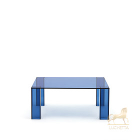 Журнальный столик Adularia из синего стекла 85 x 85