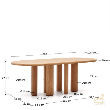 Mailen Овальный стол из шпона ясеня с натуральной отделкой Ø 220 x 100 см Mailen Овальный стол из шпона ясеня с натуральной отделкой Ø 220 x 100 см