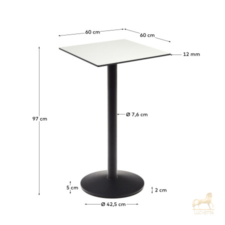 Высокий садовый столик Esilda белый на черном металлическом основании 60 x 60 x 96 см Высокий садовый столик Esilda белый на черном металлическом основании 60 x 60 x 96 см