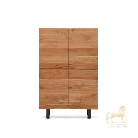 Буфет Uxue из массива акации с беленой отделкой и черной сталью 100 x 155